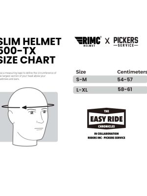 RIMC X Pickers Service Slim Helmet 500-TX Silver Glossy Flame Black - Image 8