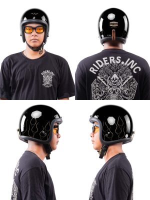 RIMC X Pickers Service Slim Helmet 500-TX Black Glossy Flame Gold - Image 5