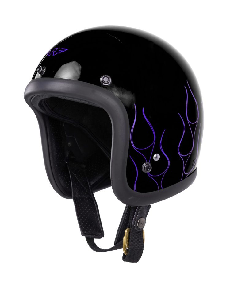 RIMC X Pickers Service Slim Helmet 500-TX Black Glossy Flame Purple