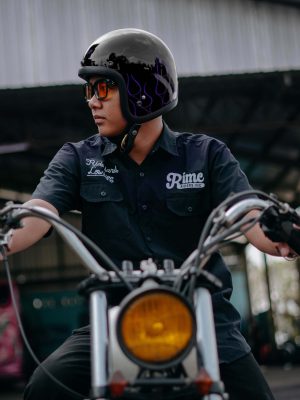 RIMC X Pickers Service Slim Helmet 500-TX Black Glossy Flame Purple - Image 6