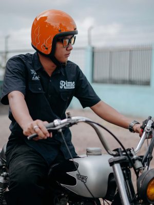 RIMC X Pickers Service Slim Helmet 500-TX Orange Glossy Flame White - Image 7