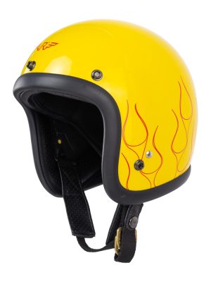 RIMC X Pickers Service Slim Helmet 500-TX Yellow Glossy Flame Red