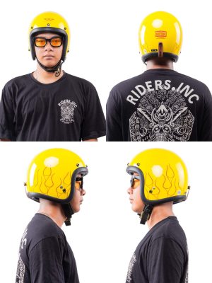 RIMC X Pickers Service Slim Helmet 500-TX Yellow Glossy Flame Red - Image 5